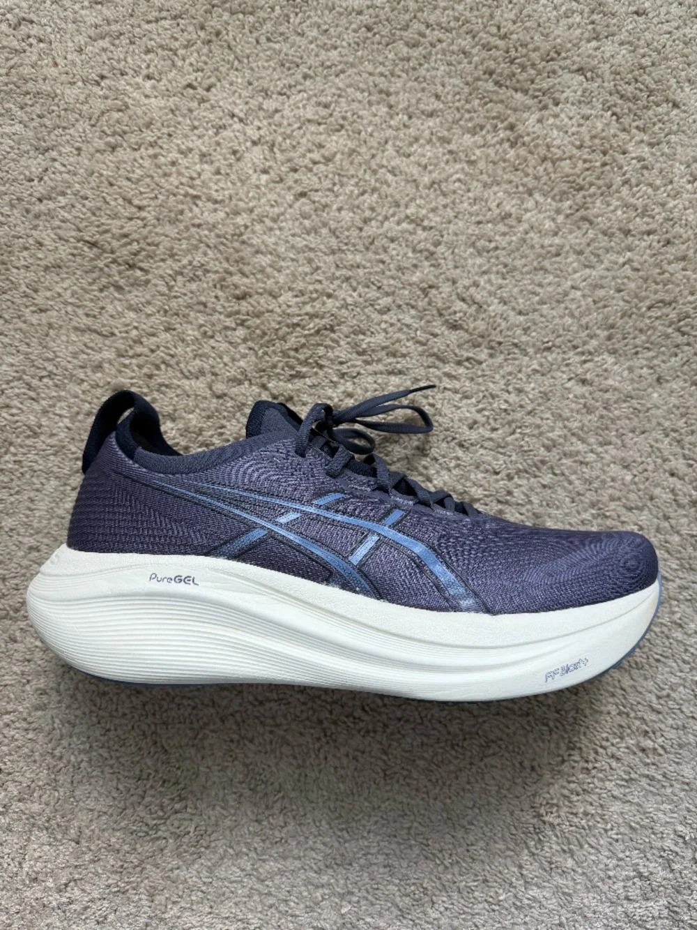 ASICS GEL Nimbus 27 Size 13 Wide Mens Navy Blue Running Sneakers 1011B956